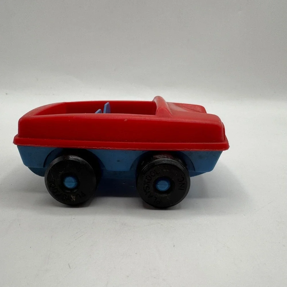 Playskool Convertible Toy Car Kids Small Red Blue Vintage Plastic Vehicle‎